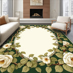 White Rose Vine Botanical Floral Rug