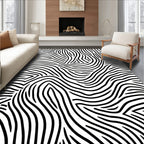 Abstract Black And White Zebra Pattern Rug
