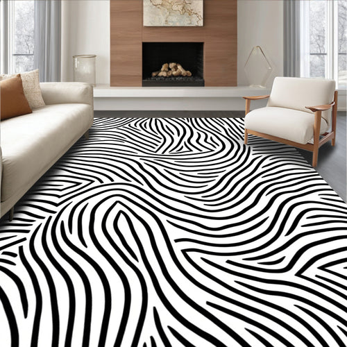 Abstract Black And White Zebra Pattern Rug
