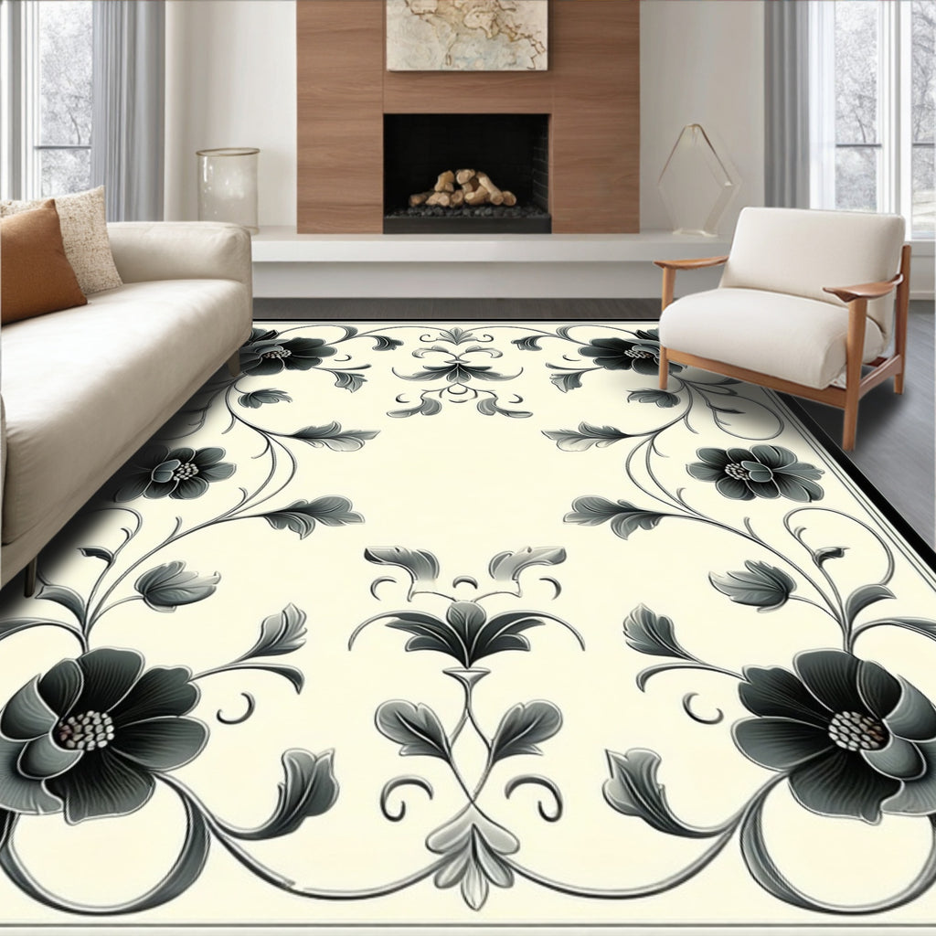 Classic Floral Scrollwork Design Rug