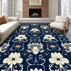 Art Nouveau Floral Damask Cream Design Rug