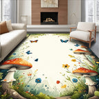 Enchanted Forest Mushrooms Butterflies Rug