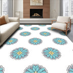 Floral Bloom Pattern with Teal Accents Rug