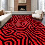 Bold Red Black Maze Pattern Rug