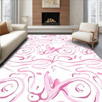 Whimsical Pink Swirl Abstract Pattern Rug