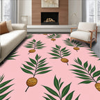 Pastel Pink Botanical Leaf Pod Rug