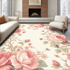 Vintage Rose Garden Floral Pattern Rug