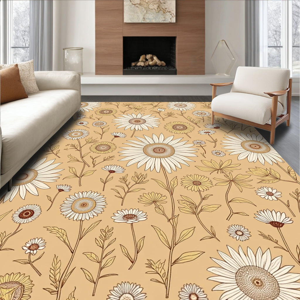 Botanical Daisy Garden Pattern Rug