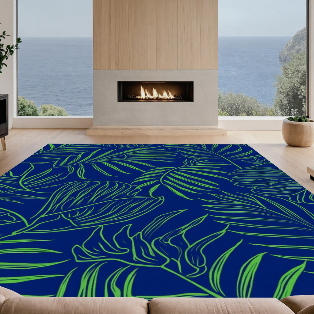 Tropical Leaf Outline Pattern Rug
