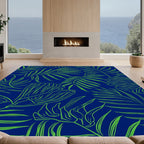 Tropical Leaf Outline Pattern Rug