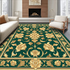 Elaborate Gold Floral Damask Pattern Rug