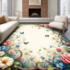 Enchanting Floral Butterfly Botanical Design Rug