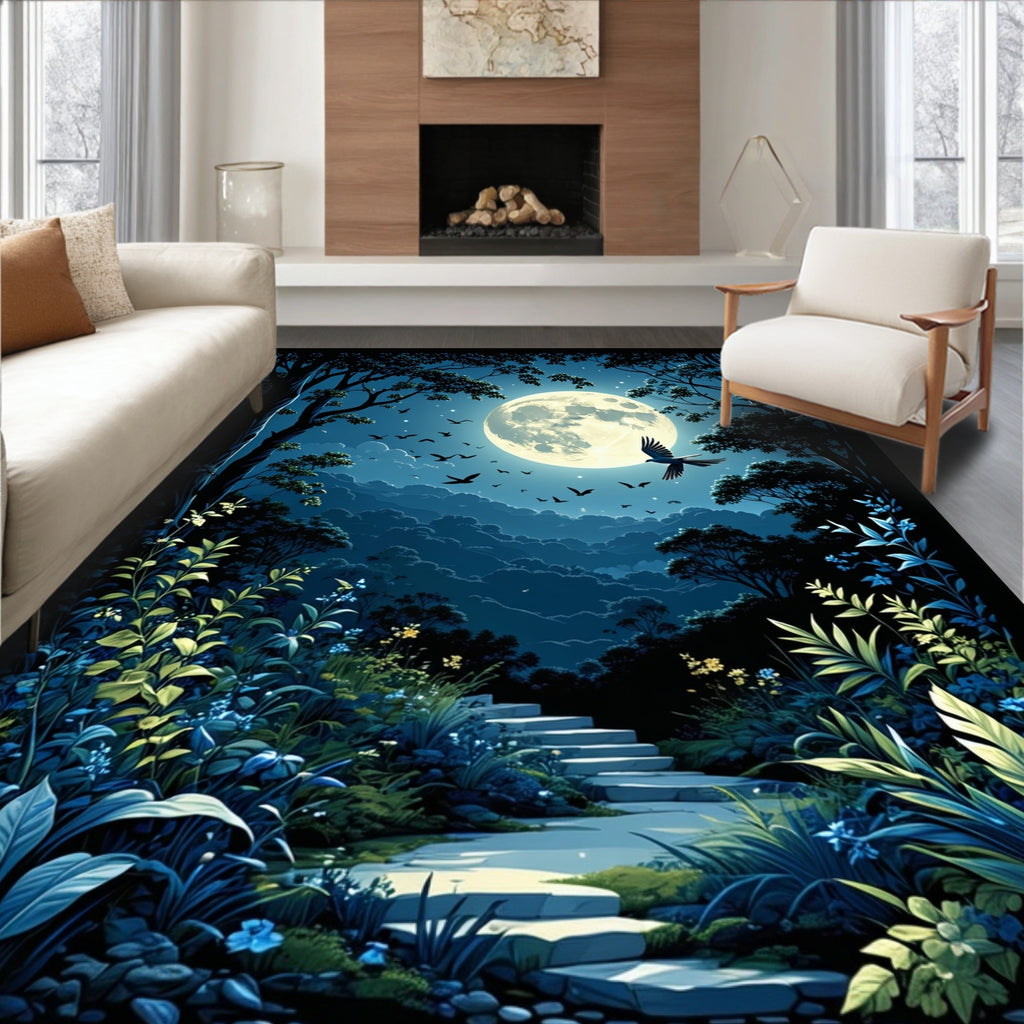 Magical Moonlit Night Garden Design Rug
