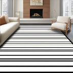 Black Tan Horizontal Stripe Pattern Rug