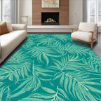 Tropical Green Leaf Pattern Rug