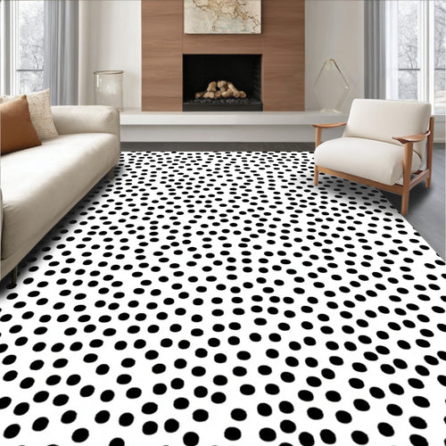 Abstract Black Dot Pattern Rug
