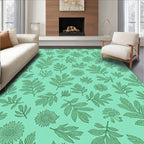Green Botanical Print Rug