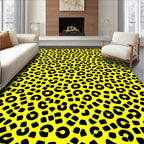 Bright Yellow Black Animal Print Rug