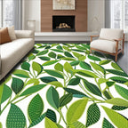 Lush Green Leafy Vine Pattern Rug