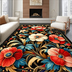 Ornate Floral Vine Pattern Rug