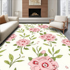 Whimsical Pink Eyeball Floral Pattern Rug