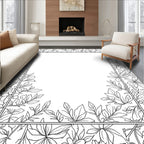 Botanical Outline Floral Pattern Rug