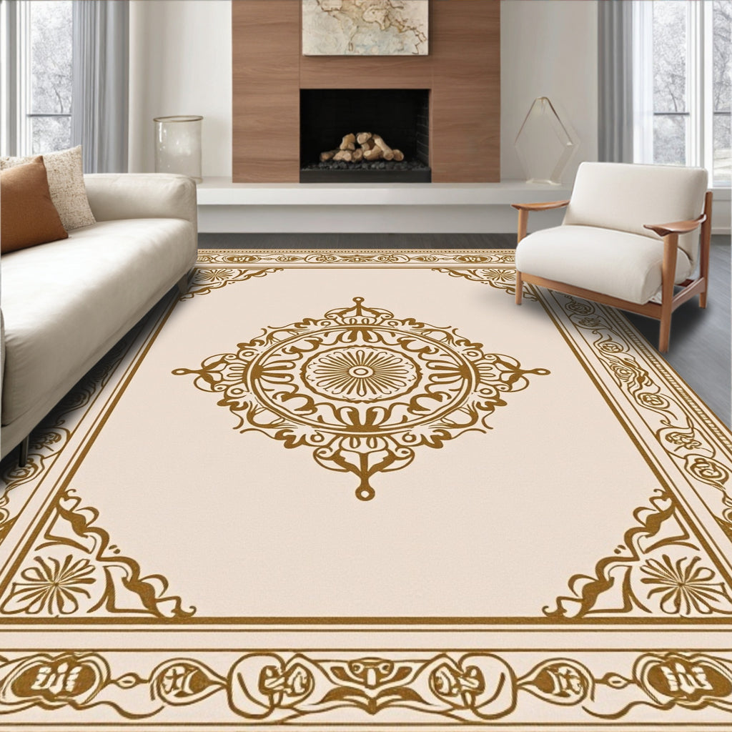 Ornate Traditional Mandala Border Rug