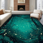 Enchanted Teal Forest Butterfly Glow Rug