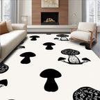 Minimalist Black Mushroom Pattern Rug