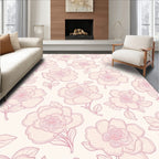 Soft Pink Floral Line Art Rug