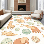 Cute Elephant Giraffe Safari Pattern Rug