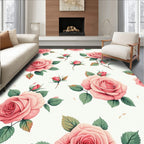 Pink Rose Botanical Garden Pattern Rug