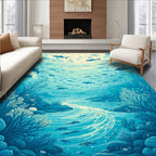 Ocean Life Aquatic Schooling Fish Pattern Rug