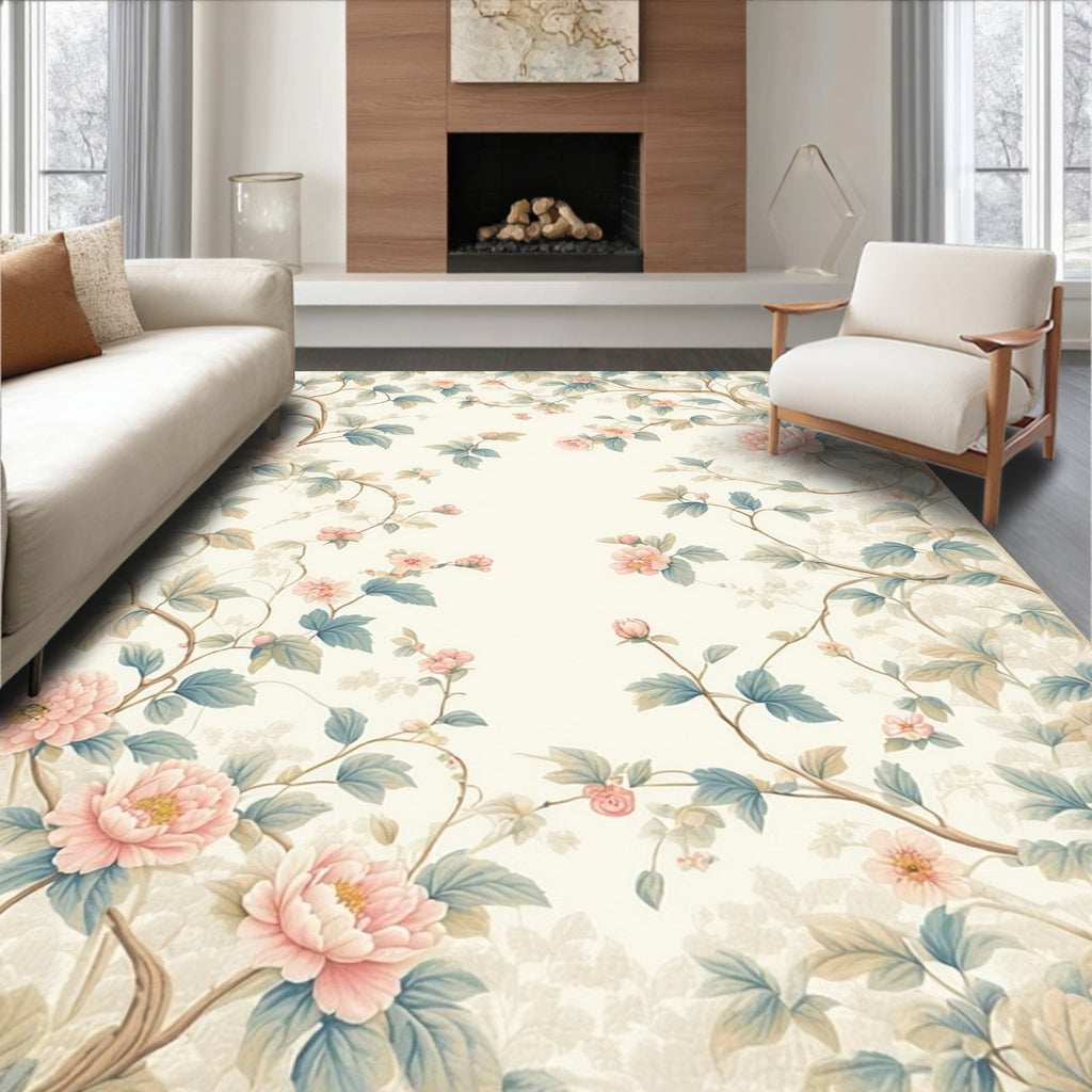 Pastel Floral Vine Pattern Rug