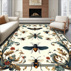 Insects and Floral Vintage Pattern Rug