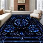 Intense Blue Floral Art Nouveau Rug