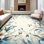 Elegant White Floral Vine Pattern Rug