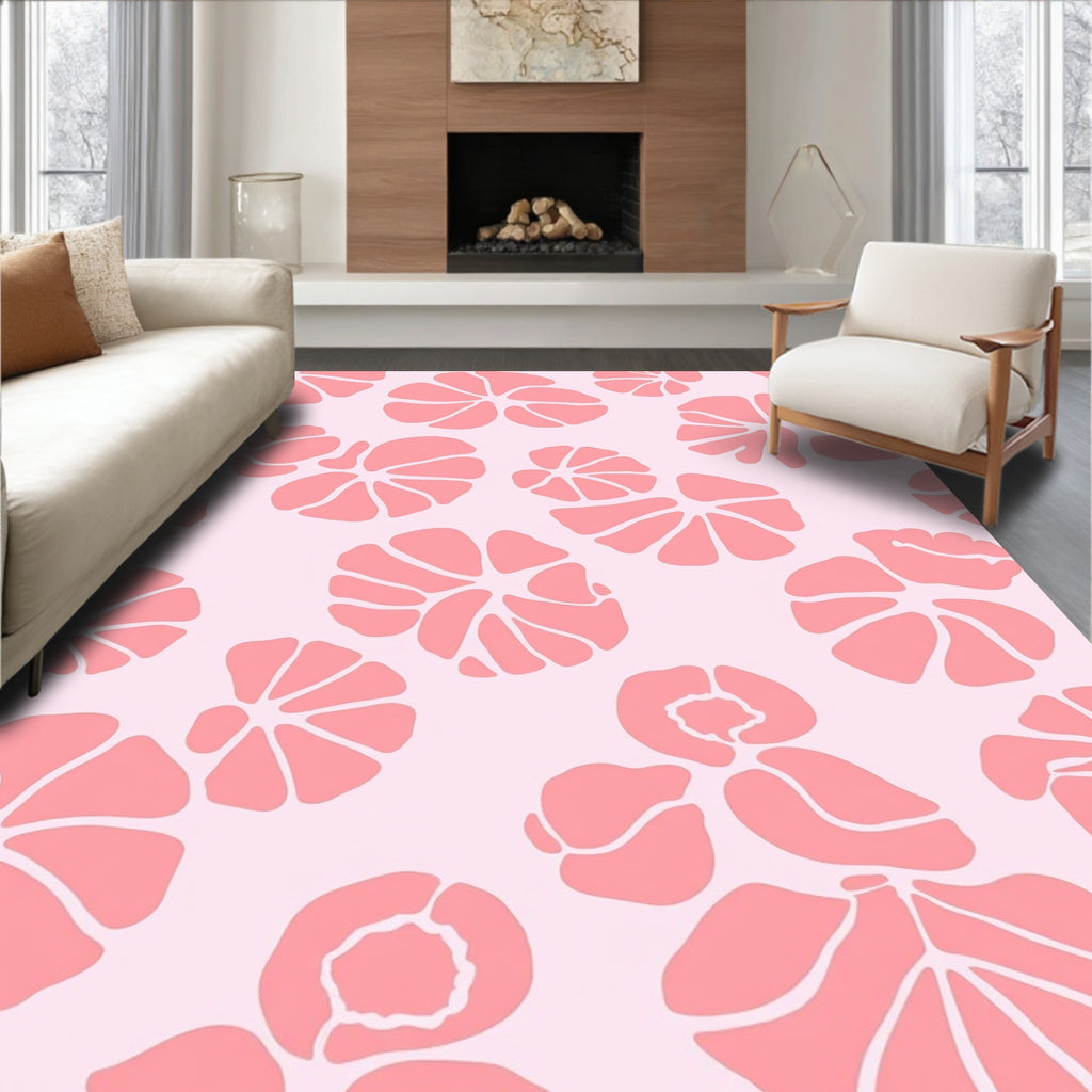 Peachy Floral Abstract Pattern Rug