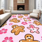 Gingerbread Men Flower Pink Backdrop Rug