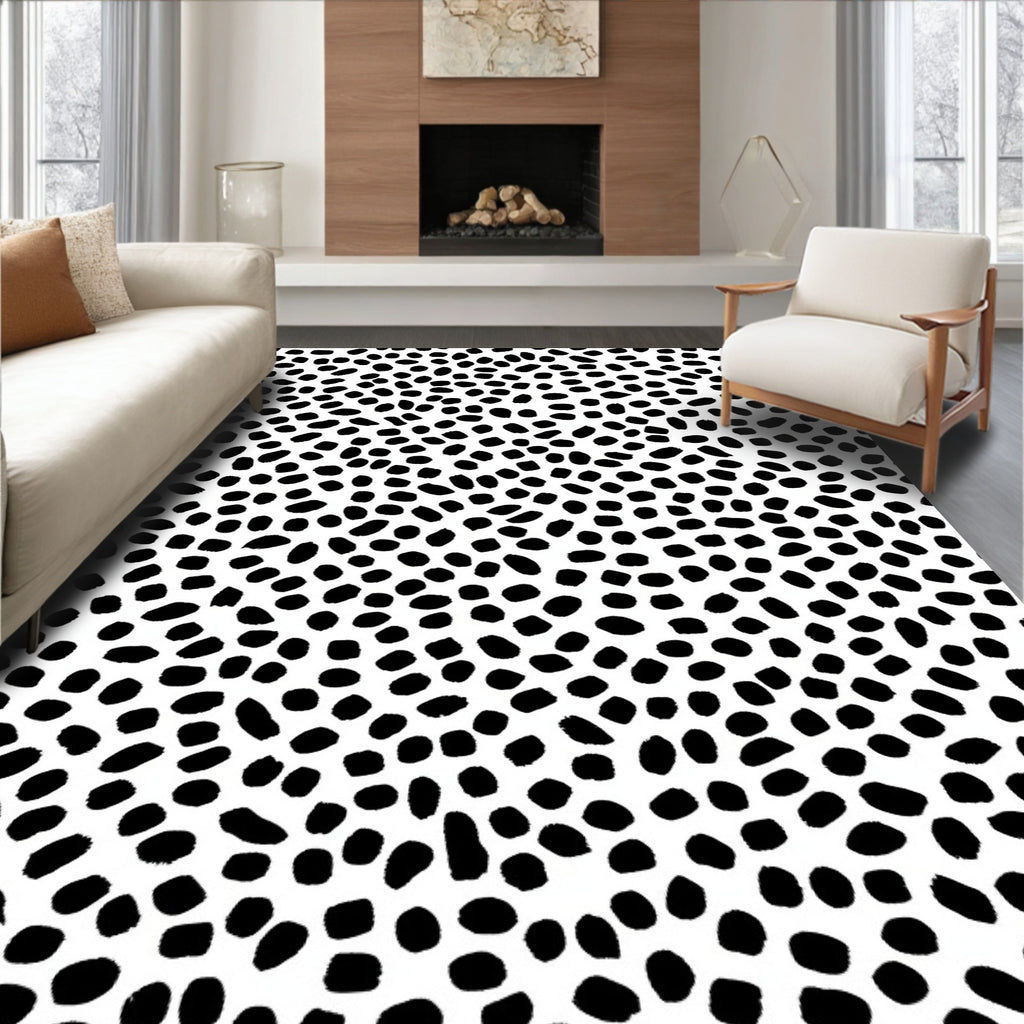 Black Dot Abstract Pattern Rug