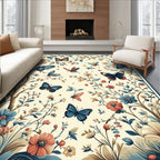 Whimsical Butterfly Floral Garden Rug