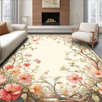 Vintage Floral Vine Botanical Print Rug