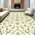 Elegant Green Floral Vines Rug