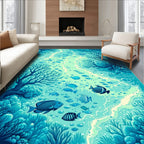 Ocean Underwater Coral Fish Scene Rug
