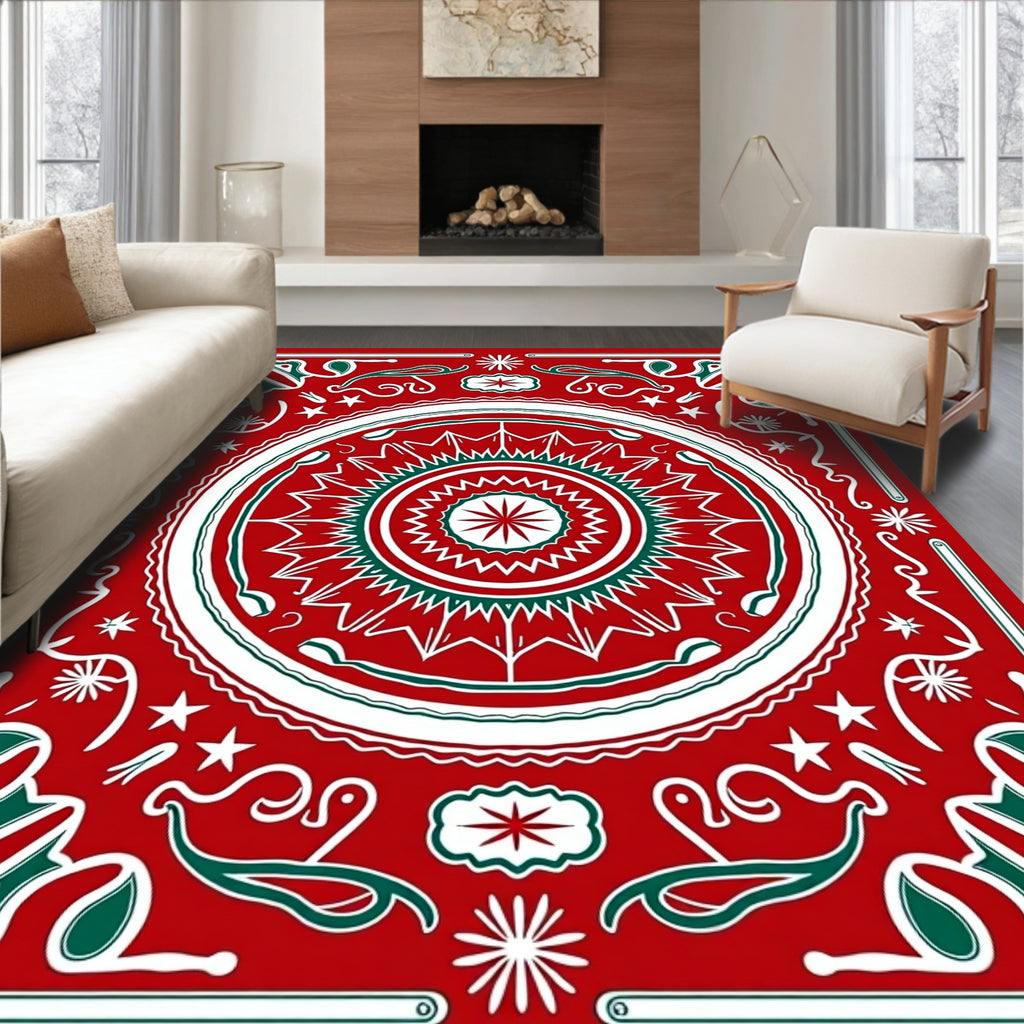 Bold Red Festivity Medallion Rug