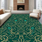 Ornate Floral Scrollwork Emerald Rug