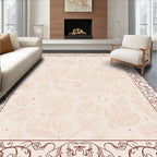 Delicate Floral Butterfly Vines Border Rug