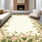 Soft Pink Floral Vine Border Design Rug