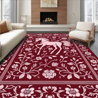 Equestrian Floral Vine Border Design Rug