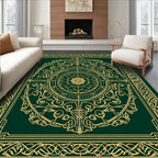 Intricate Golden Celtic Knot Design Rug